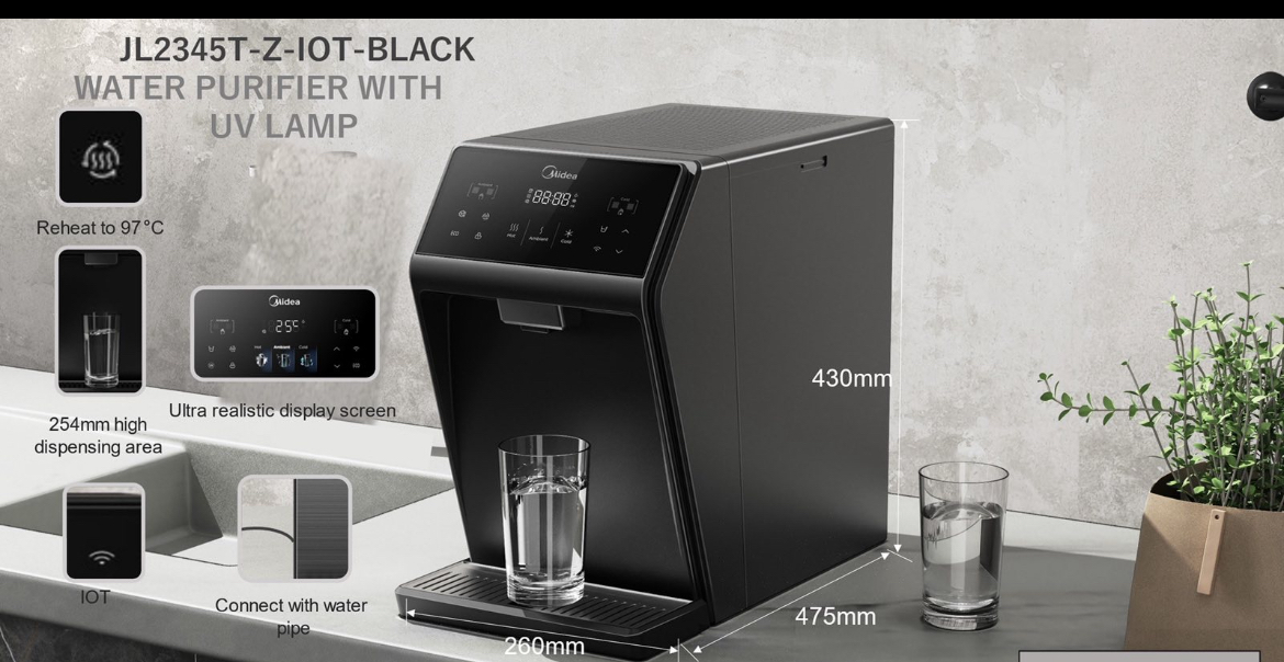 MIDEA WATER PURIFIER JL2345TZIOT BLACK COLOUR NEW MODEL WIFIUV
